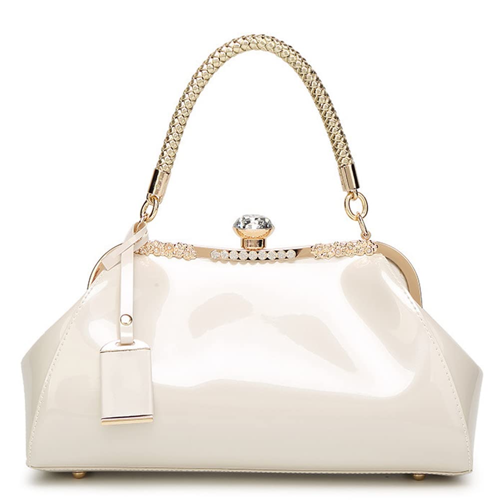 Patent Leather Top Handle Evening Satchel Bag