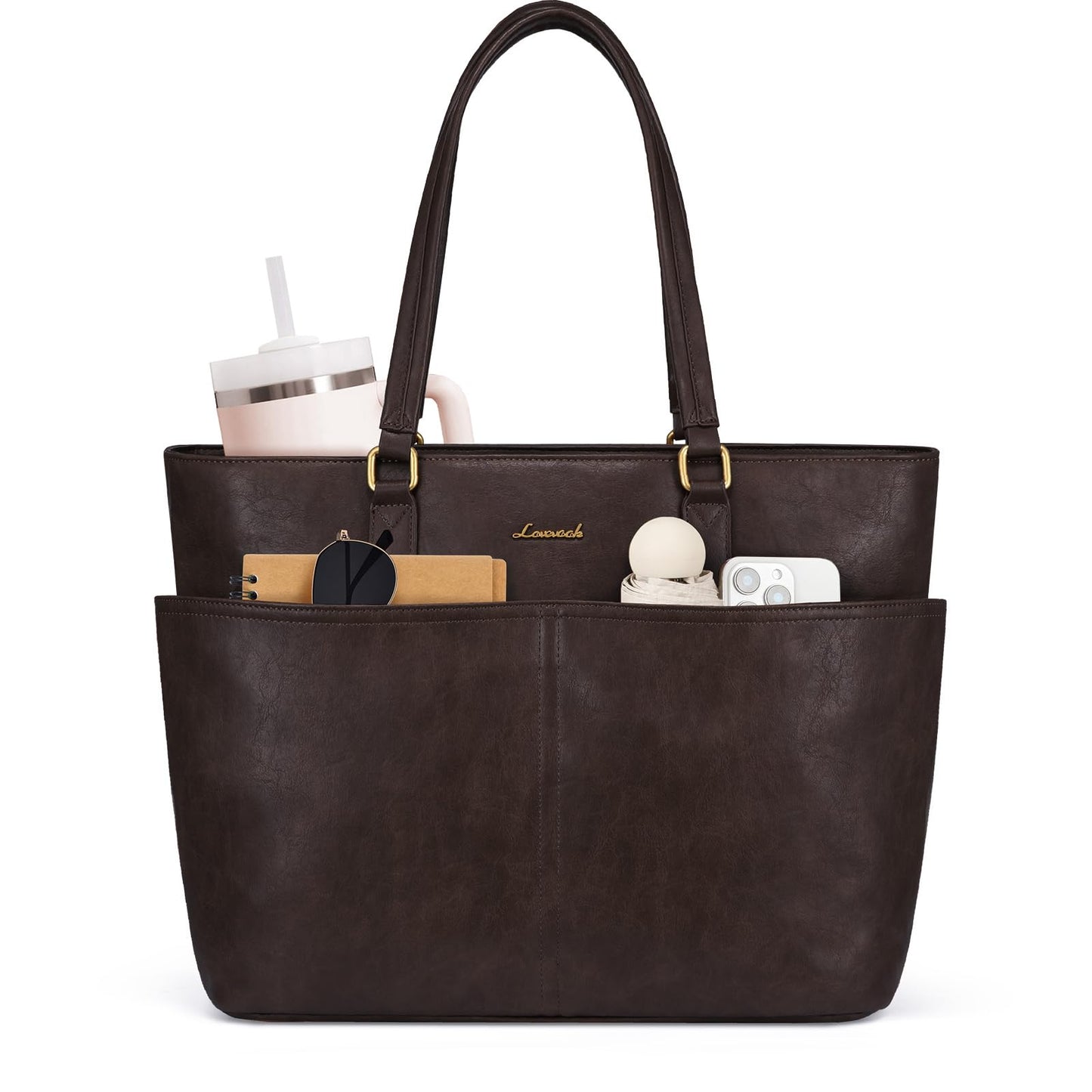 Vintage Leather Work Laptop Tote Bag