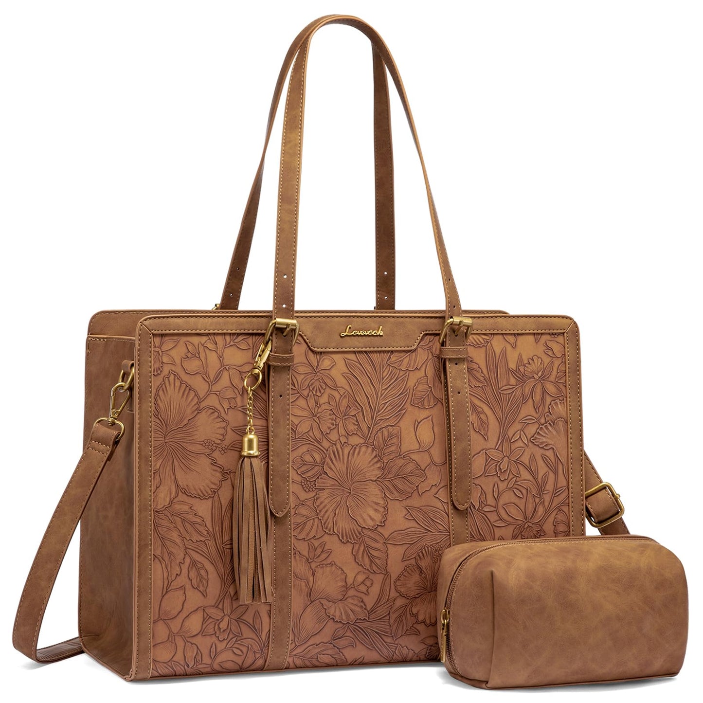 Vintage Leather Laptop Tote Bag