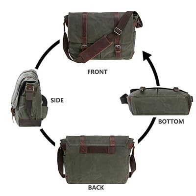 Vintage Leather Canvas Laptop Satchel Bag