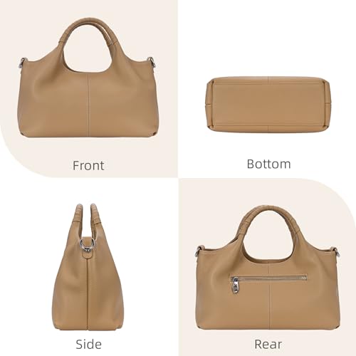 Medium Leather Shoulder Tote Bag With Crossbody Strap