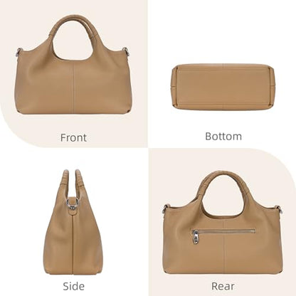 Medium Leather Shoulder Tote Bag With Crossbody Strap