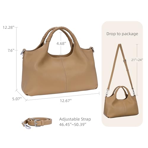 Medium Leather Shoulder Tote Bag With Crossbody Strap
