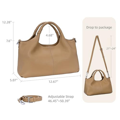 Medium Leather Shoulder Tote Bag With Crossbody Strap