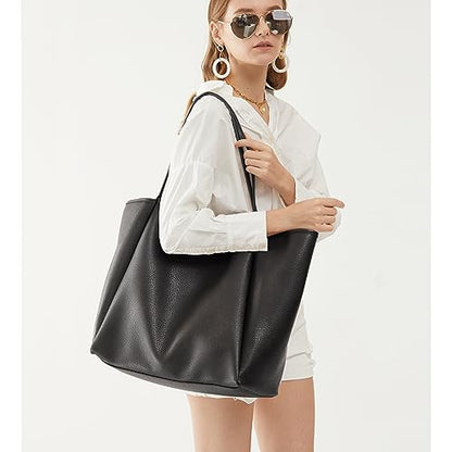 Oversized Leather Weekender Tote Bag