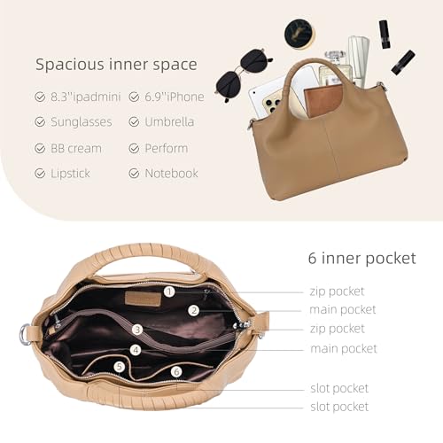 Medium Leather Shoulder Tote Bag With Crossbody Strap