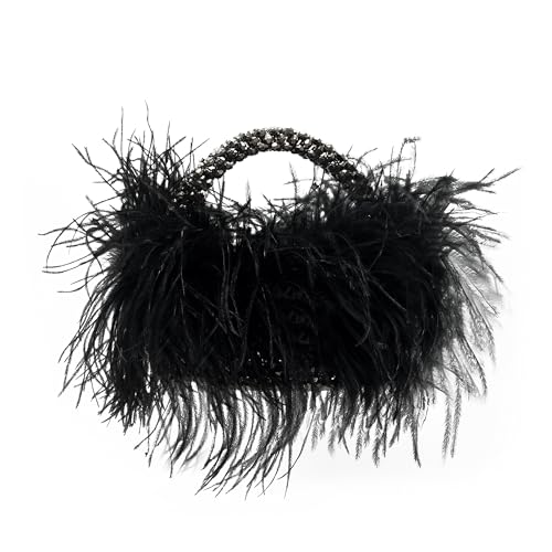 Feather Evening Clutch Bag With Beaded Detail