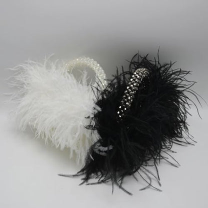 Feather Evening Clutch Bag With Beaded Detail