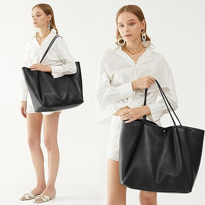 Oversized Leather Weekender Tote Bag