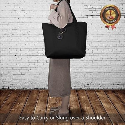 Canvas Tote Bag With External Pocket