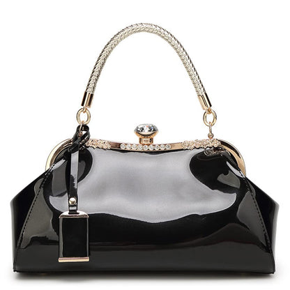 Patent Leather Top Handle Evening Satchel Bag