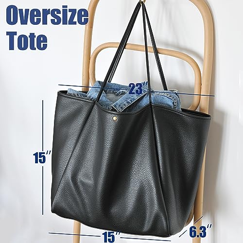 Oversized Leather Weekender Tote Bag