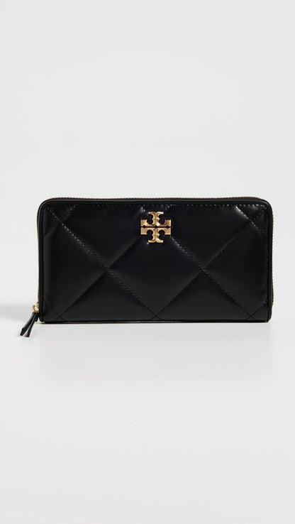 Quilted Zip Continental Leather Wallet