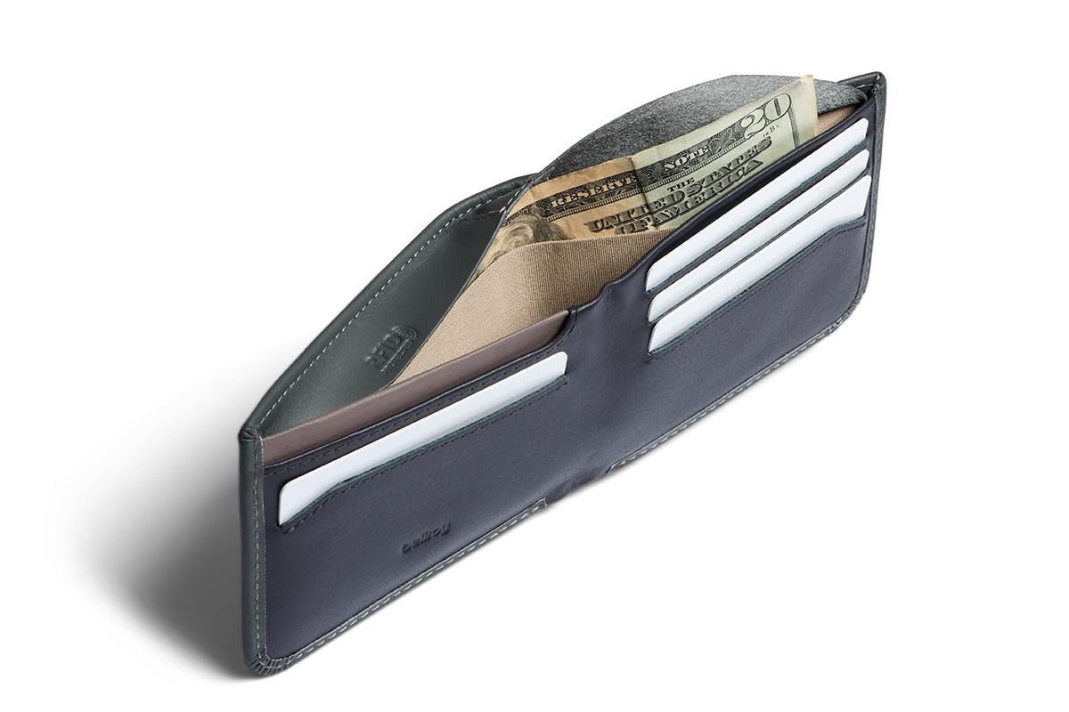 Slim RFID Leather Bifold Wallet With Hidden Pocket