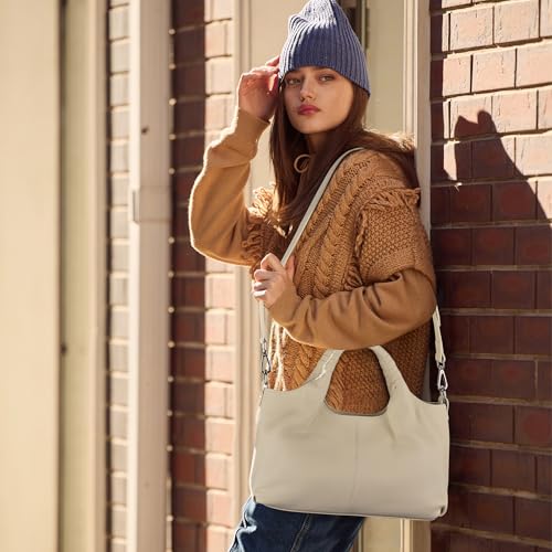 Medium Leather Shoulder Tote Bag With Crossbody Strap