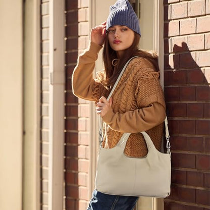 Medium Leather Shoulder Tote Bag With Crossbody Strap