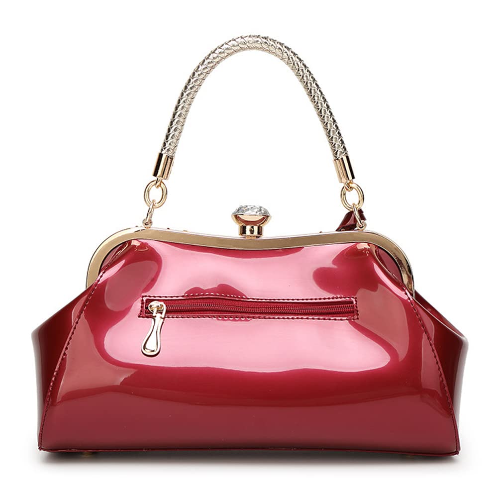 Patent Leather Top Handle Evening Satchel Bag