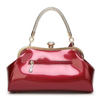 Patent Leather Top Handle Evening Satchel Bag