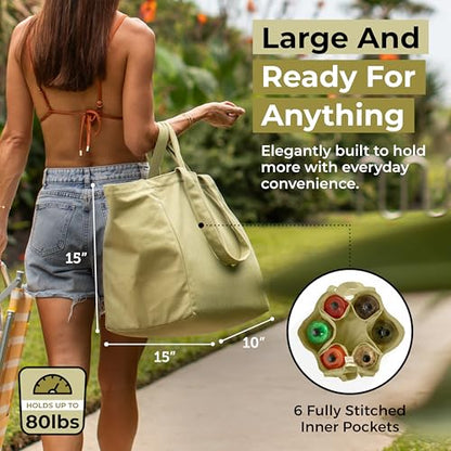 XL Canvas Grocery Tote Bag Set
