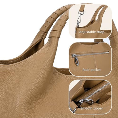 Medium Leather Shoulder Tote Bag With Crossbody Strap