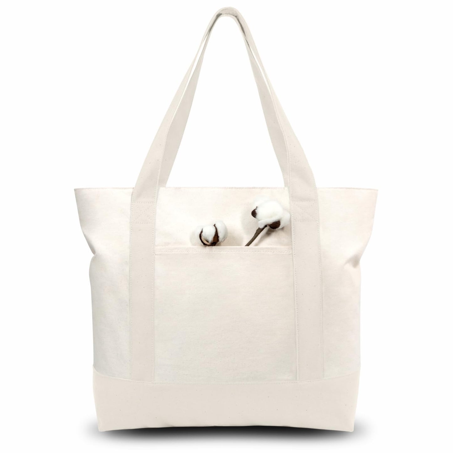 Canvas Tote Bag With External Pocket
