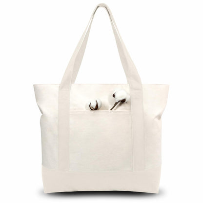Canvas Tote Bag With External Pocket