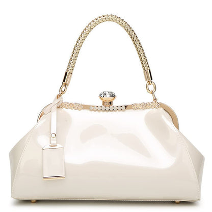 Patent Leather Top Handle Evening Satchel Bag