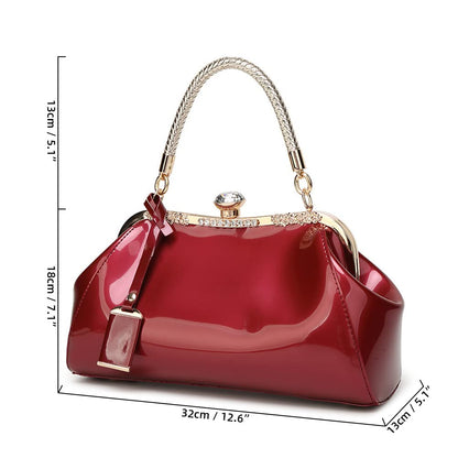 Patent Leather Top Handle Evening Satchel Bag