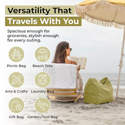 XL Canvas Grocery Tote Bag Set