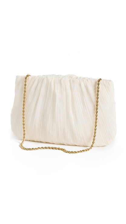 Pleated Evening Pouch Bag With Wrist Strap