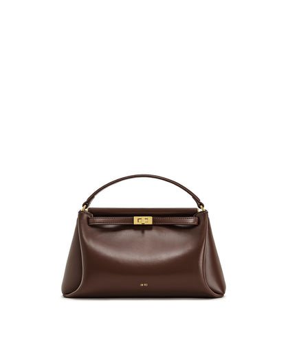 Top Handle Leather Bag With Structured Silhouette