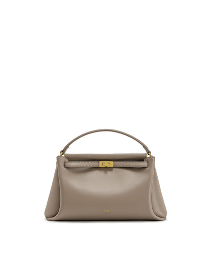 Top Handle Leather Bag With Structured Silhouette