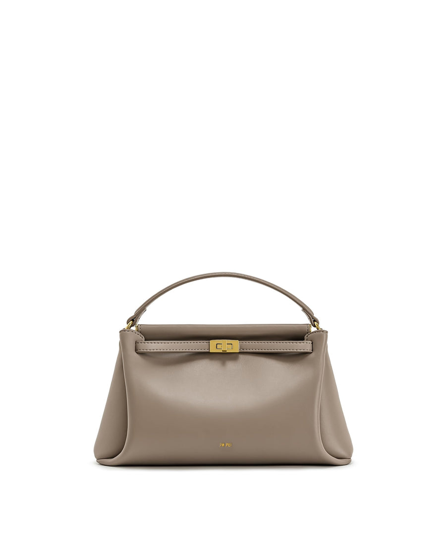 Top Handle Leather Bag With Structured Silhouette