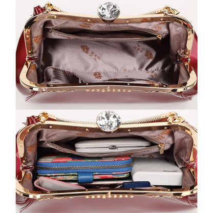 Patent Leather Top Handle Evening Satchel Bag