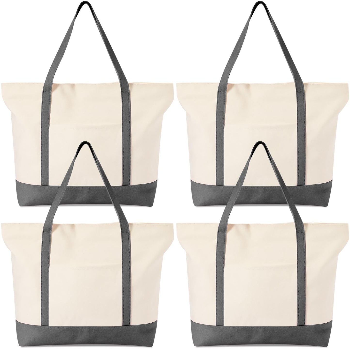 Large Canvas Tote Bag With Zip Closure