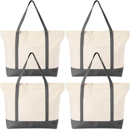 Large Canvas Tote Bag With Zip Closure