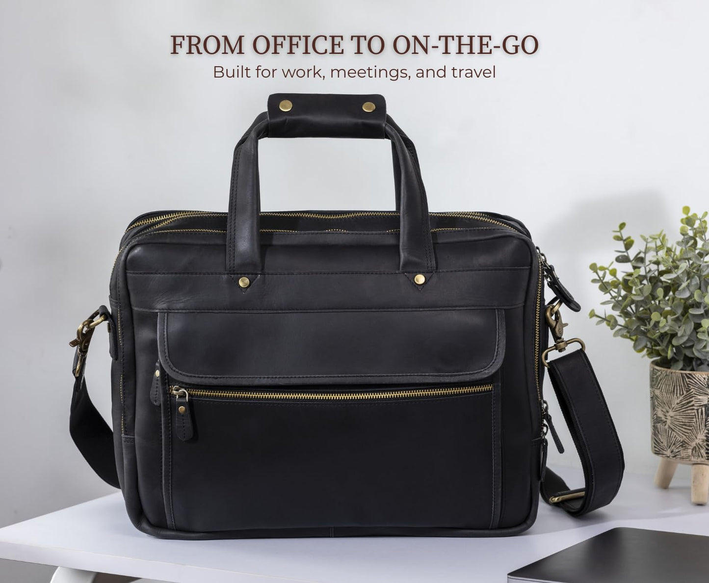 Genuine Leather Messenger Briefcase Bag