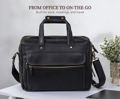 Genuine Leather Messenger Briefcase Bag