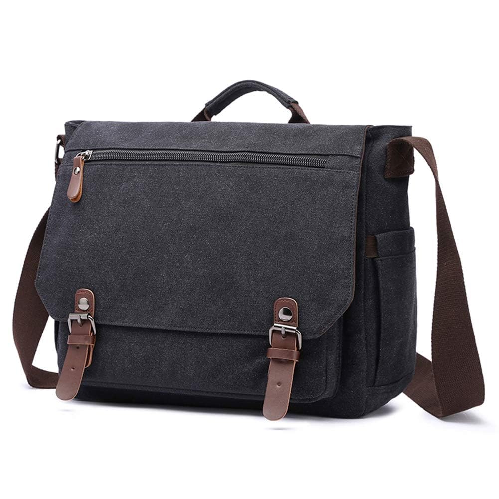 Vintage Leather Canvas Laptop Satchel Bag