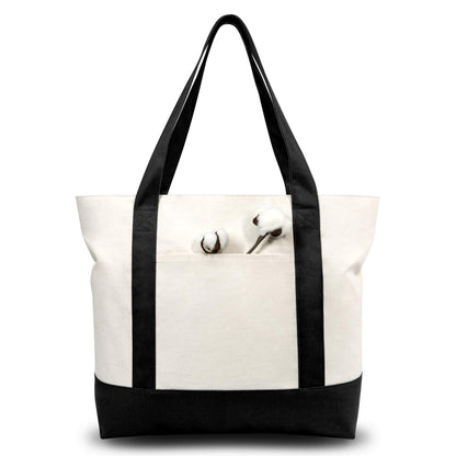 Canvas Tote Bag With External Pocket