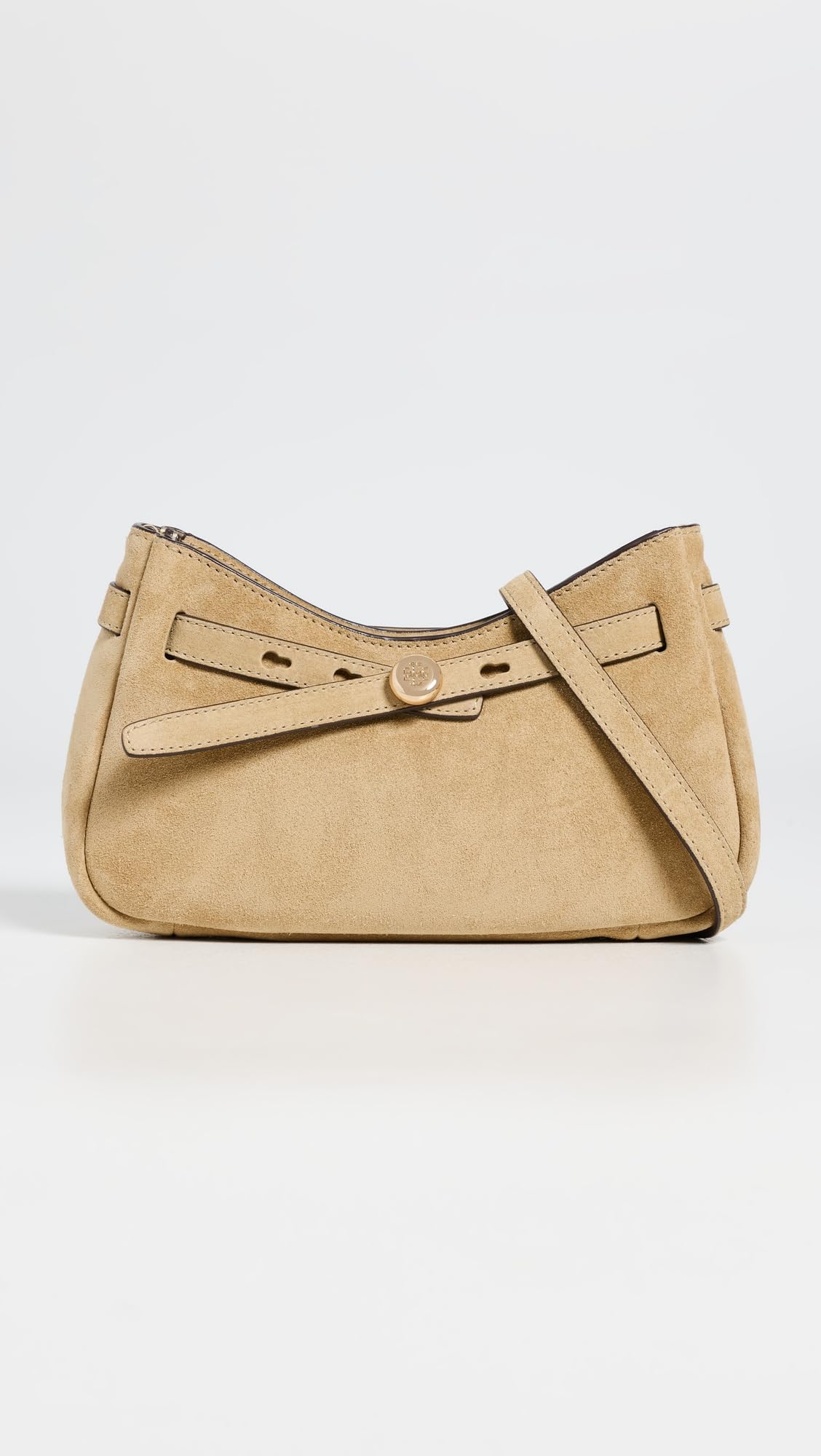Suede Zip Top Crossbody Bag
