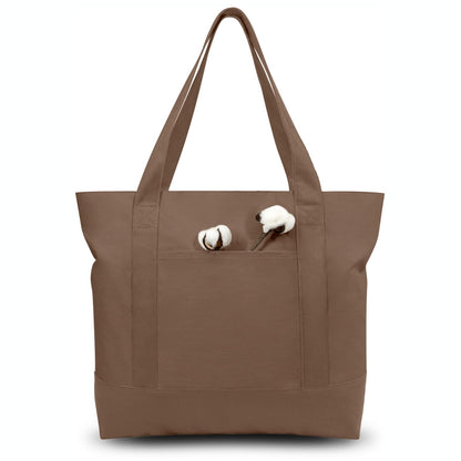 Canvas Tote Bag With External Pocket