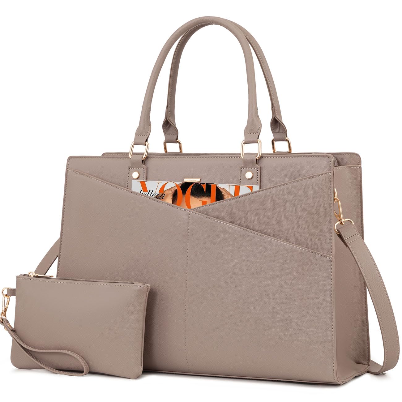 Waterproof Leather Laptop Tote Bag