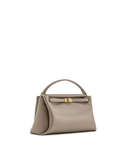 Top Handle Leather Bag With Structured Silhouette