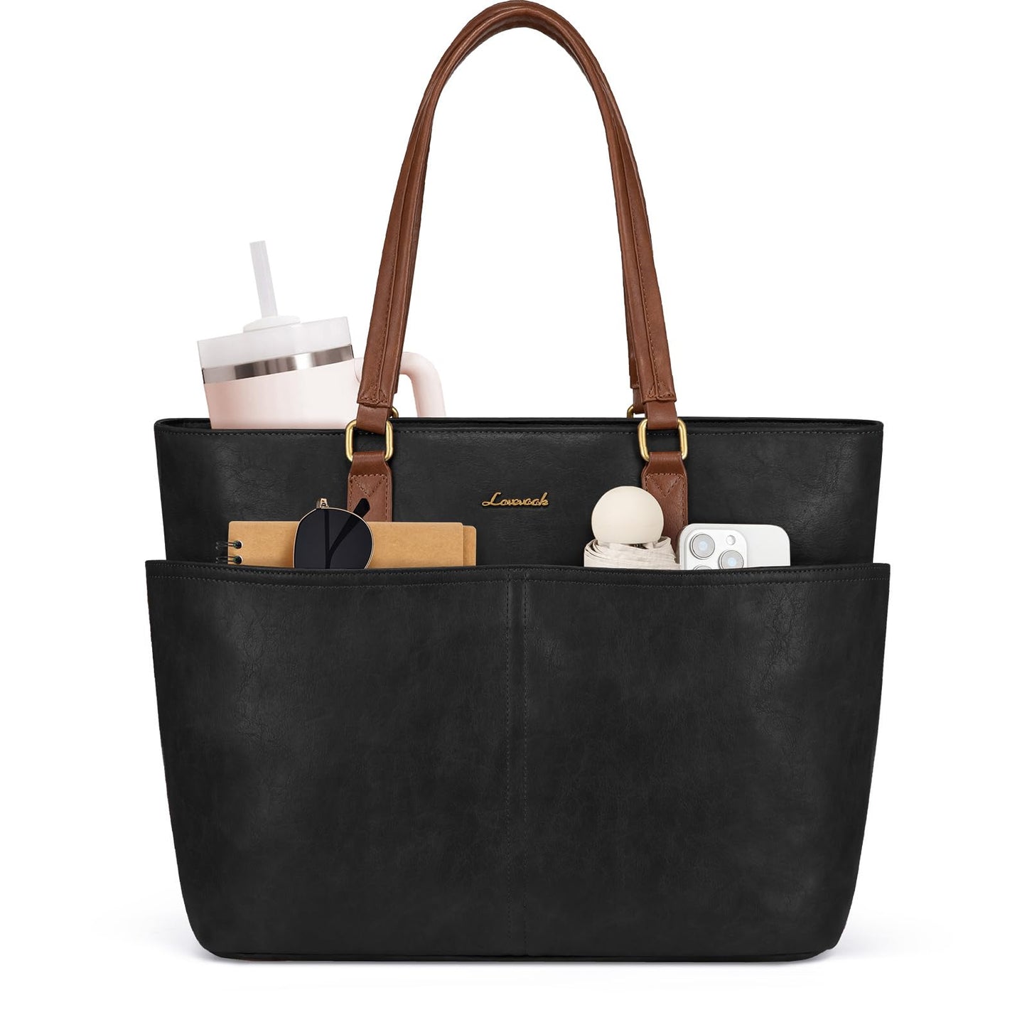 Vintage Leather Work Laptop Tote Bag