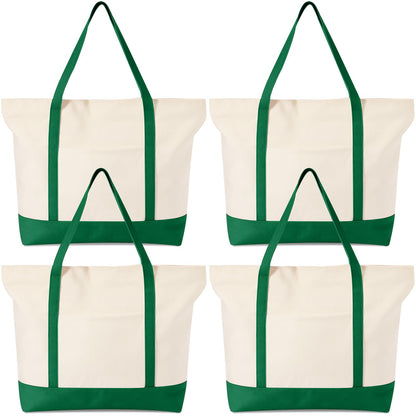 Large Canvas Tote Bag With Zip Closure