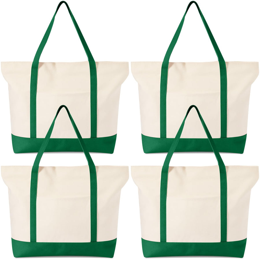 Large Canvas Tote Bag With Zip Closure