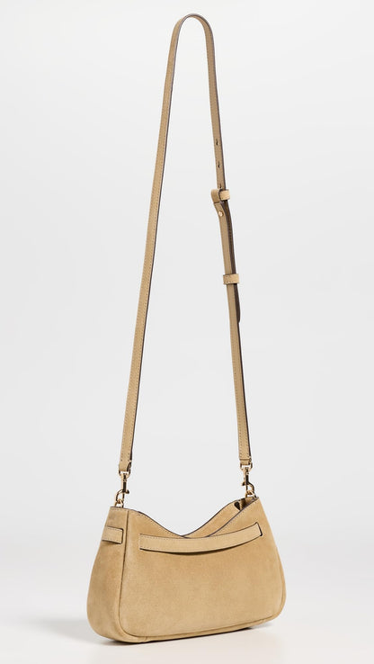 Suede Zip Top Crossbody Bag