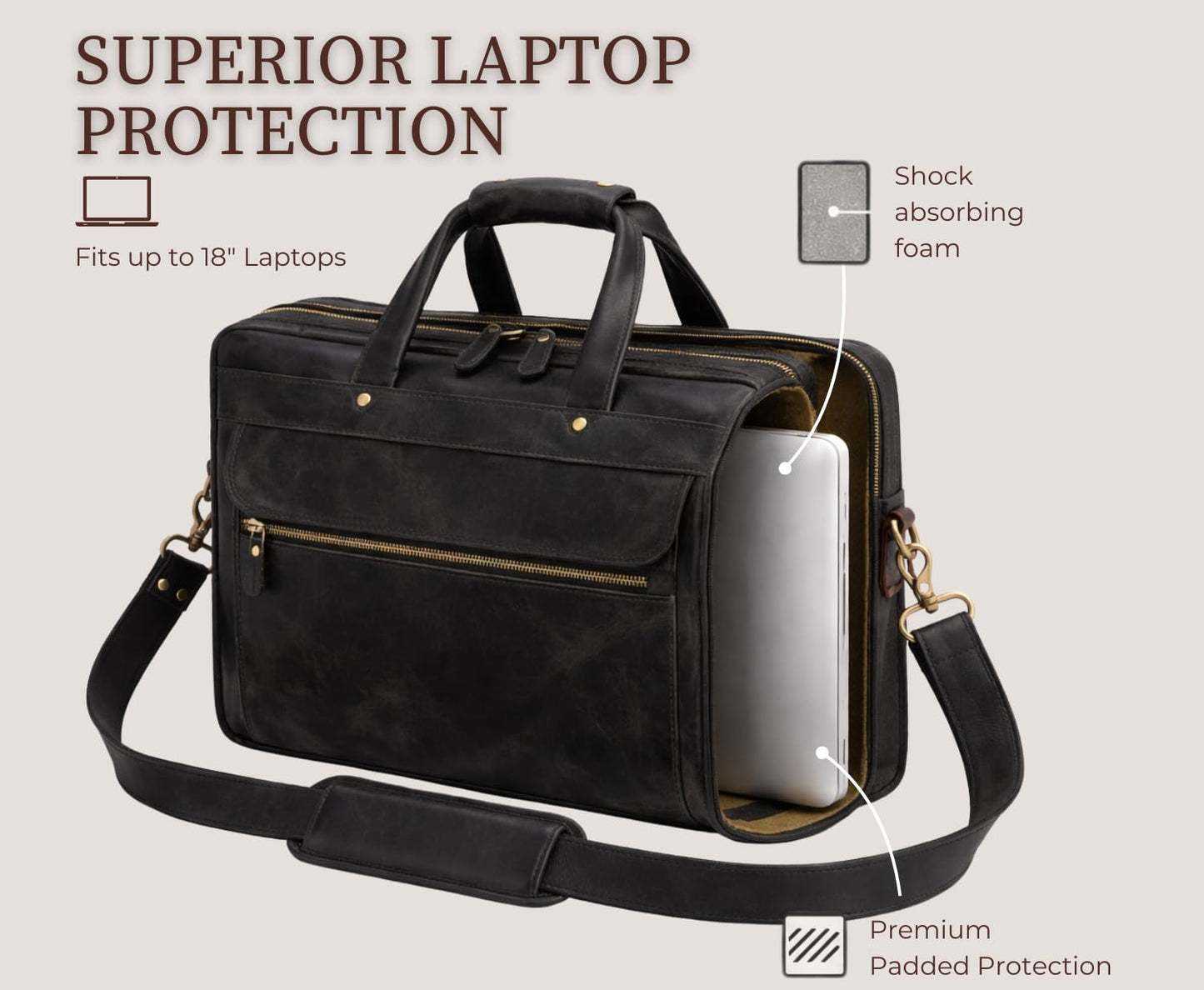 Genuine Leather Messenger Briefcase Bag
