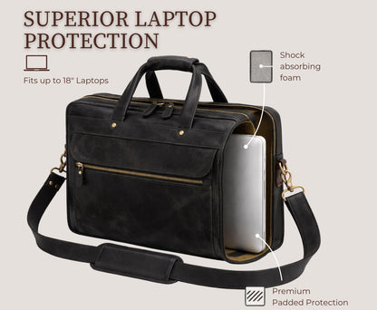 Genuine Leather Messenger Briefcase Bag